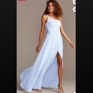 David’s Bridal Crepe-Back Satin One Shoulder Bridesmaid Dress